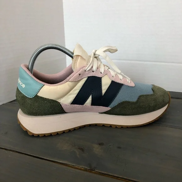 New Balance 237 Women’s Pastel Blue Pink Olive Retro Runner Sneakers - Picture 6 of 10